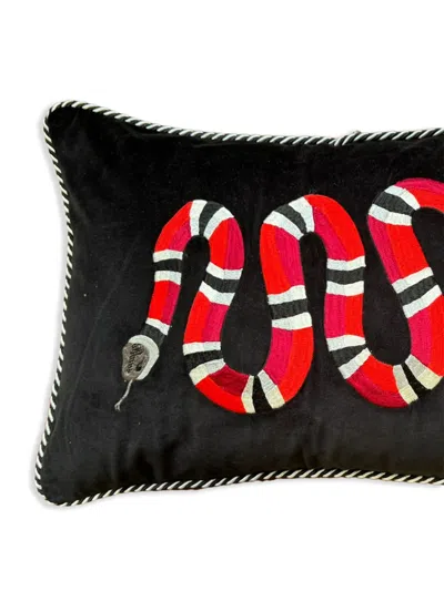 Les-ottomans Deko-kissen Mit Schlangenstickerei (40cm X 60cm)