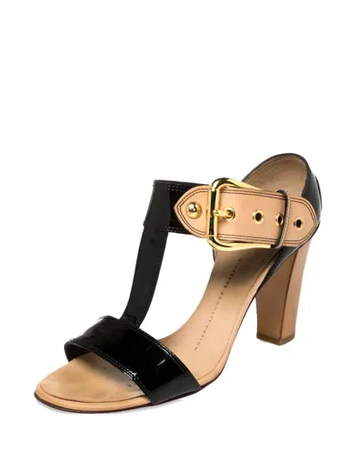 Pre-owned Giuseppe Zanotti Vintage 90mm Patent-leather Block-heel Sandals In Black