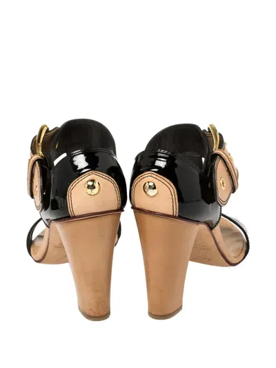 Pre-owned Giuseppe Zanotti Vintage 90mm Patent-leather Block-heel Sandals In Black