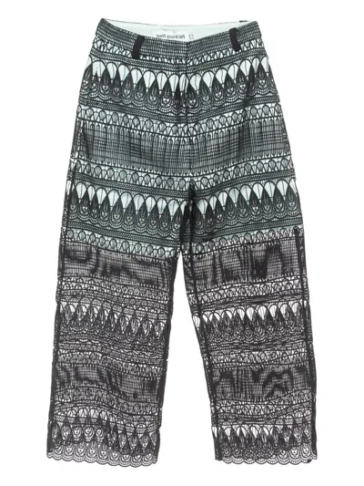Pre-owned Self-portrait Lace-overlay Pants In Black