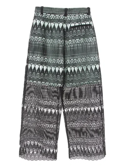 Pre-owned Self-portrait Lace-overlay Pants In Black
