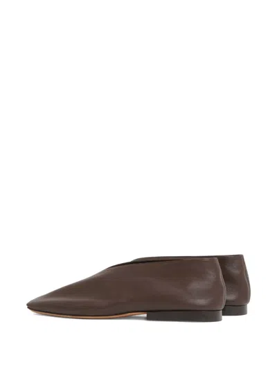 Mansur Gavriel Square Soft V Flats Chocolate In Burgundy