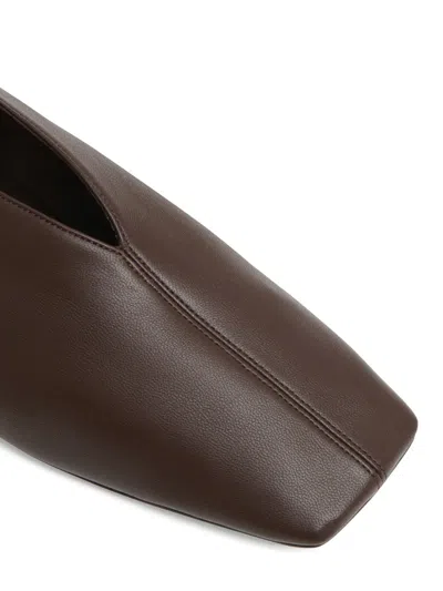 Mansur Gavriel Square Soft V Flats Chocolate In Burgundy