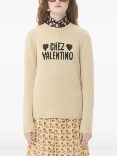 Valentino Chez  Wool Sweater In Neutral
