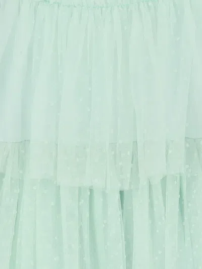 Patachou Dotted-tulle Tiered Dress In Green