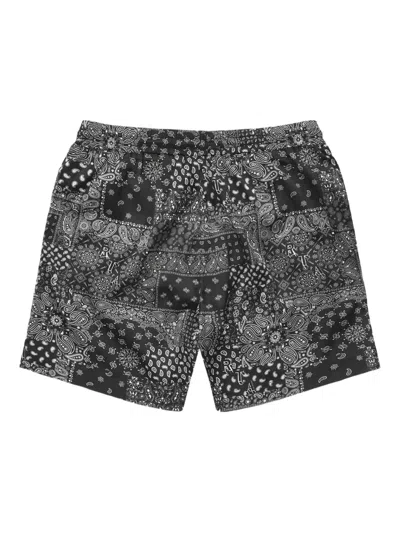 Rta Bandana-patchwork Swim Shorts In Black