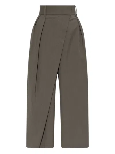 Loewe Pleated Wrap Trousers In Gray