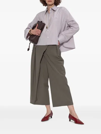 Loewe Pleated Wrap Trousers In Gray