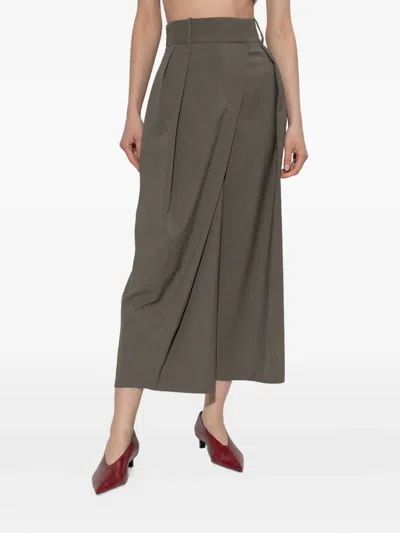 Loewe Pleated Wrap Trousers In Gray