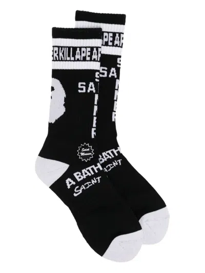 Saint Mxxxxxx Sm X Bape Socks In Black