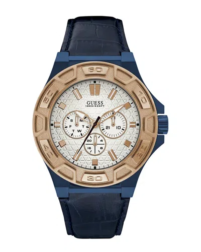 Guess Men's Force White Dial Watch In Blue