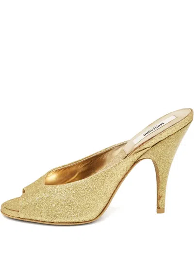 Pre-owned Moschino Glitter Peep-toe Mules