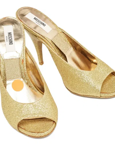 Pre-owned Moschino Glitter Peep-toe Mules