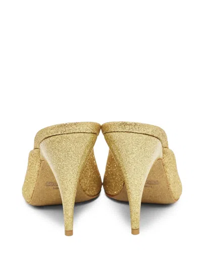 Pre-owned Moschino Glitter Peep-toe Mules