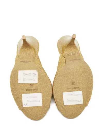 Pre-owned Moschino Glitter Peep-toe Mules