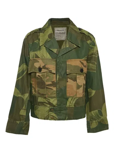 Pre-owned Zadig & Voltaire 1997 Camouflage Linen Jacket In Green