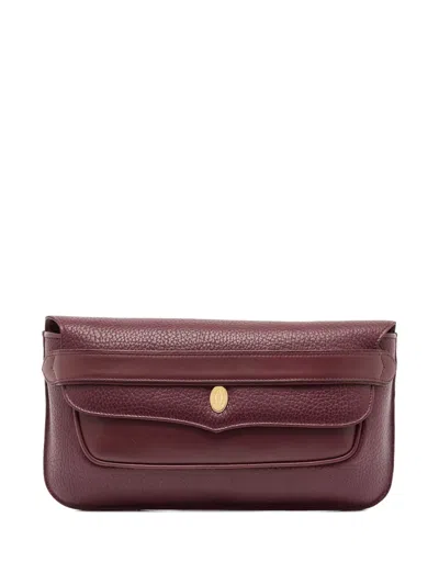 Pre-owned Cartier Leather Flap Pocket Clutch Bag In Red