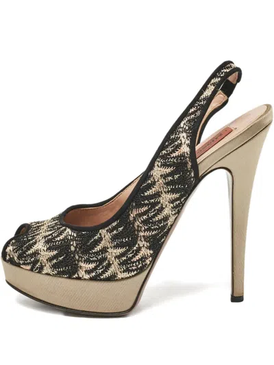 Pre-owned Missoni Slingback Platform Pumps In Black