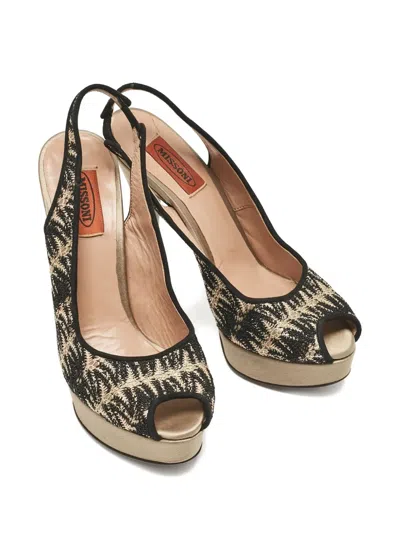 Pre-owned Missoni Slingback Platform Pumps In Black