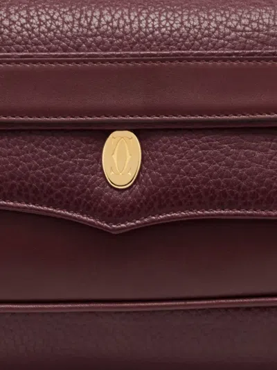 Pre-owned Cartier Leather Flap Pocket Clutch Bag In Red