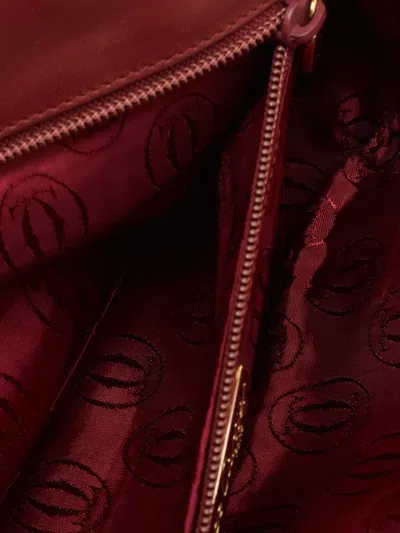 Pre-owned Cartier Leather Flap Pocket Clutch Bag In Red