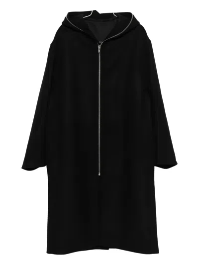 Rick Owens Hooded Raincoat In Black
