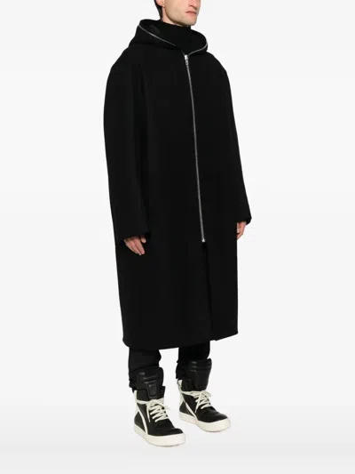 Rick Owens Hooded Raincoat In Black