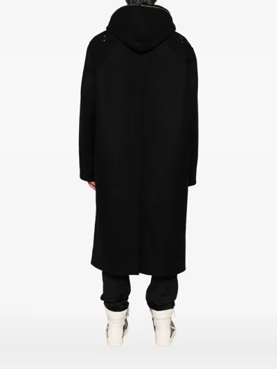 Rick Owens Hooded Raincoat In Black