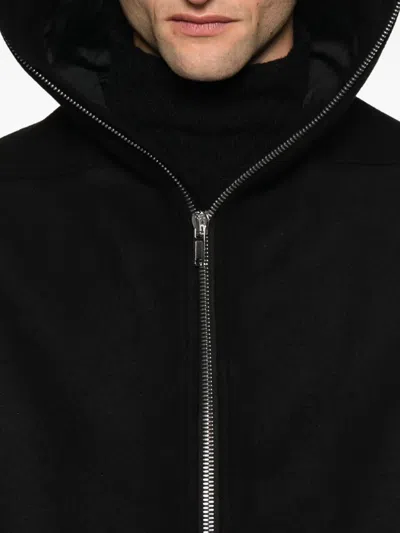 Rick Owens Hooded Raincoat In Black