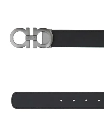 Ferragamo Gancini-buckle Leather Belt In Black