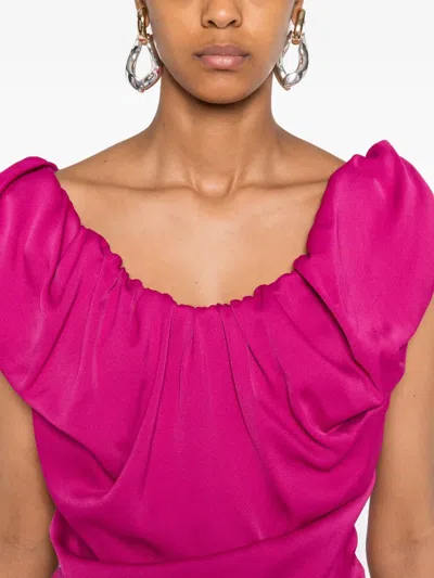 Vivienne Westwood Draped Knee Length Dress With Ruffled Neckline In Pink