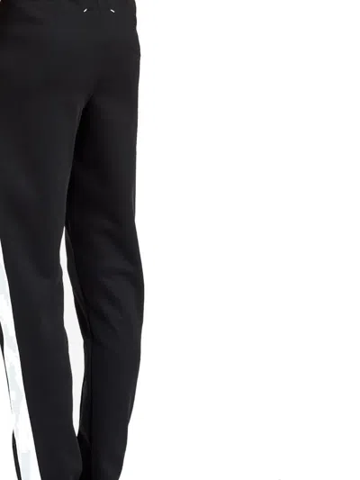 Maison Margiela Cotton Blend Trousers With Stripe Detailing In Black