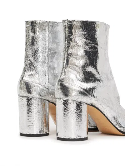 Maison Margiela Silver Tabi Leather Boots In Silver