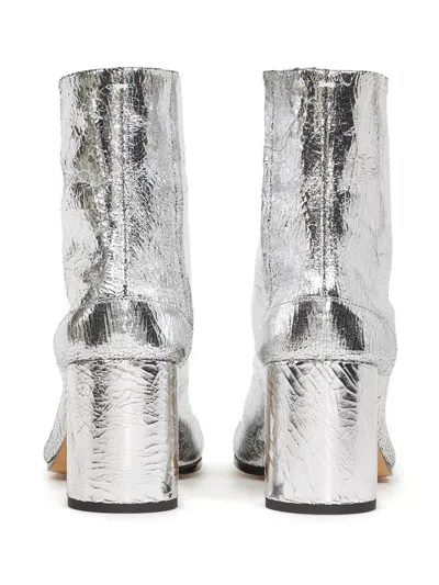 Maison Margiela Silver Tabi Leather Boots In Silver