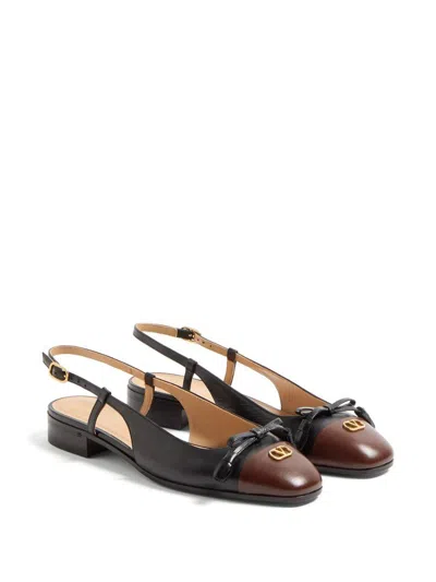 Valentino Valet Du Roi Leather Slingback Ballerina Flat In Black