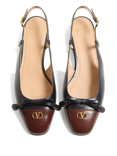Valentino Valet Du Roi Leather Slingback Ballerina Flat In Black