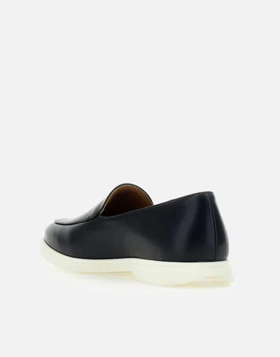 Hugo Boss Boss Sienne Midnight Blue Leather Loafer In Black