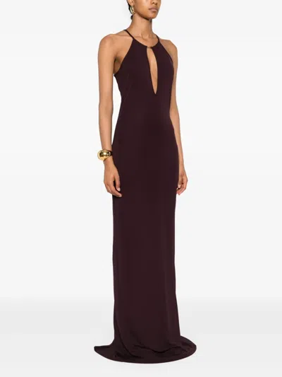 Tom Ford Halterneck Maxi Gown In Burgundy
