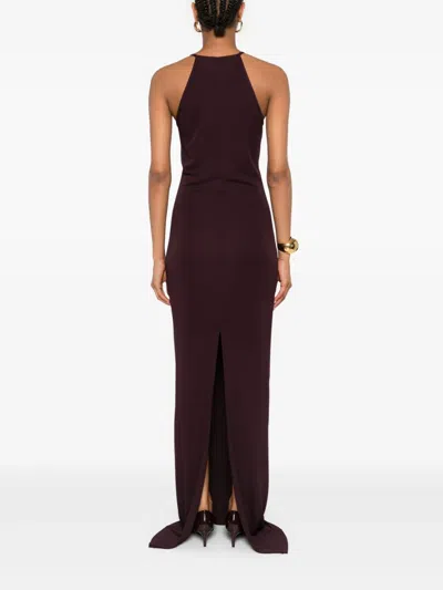 Tom Ford Halterneck Maxi Gown In Burgundy