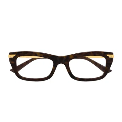 Bottega Veneta Bv1371o Linea Ribbon 002 Havana Gold Glasses In Brown