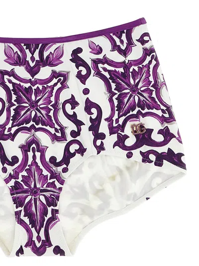 Dolce & Gabbana Women Maiolica Print Balconette Bikini In Purple