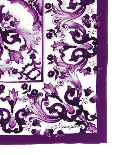 Dolce & Gabbana Maiolica Print Scarf In Purple