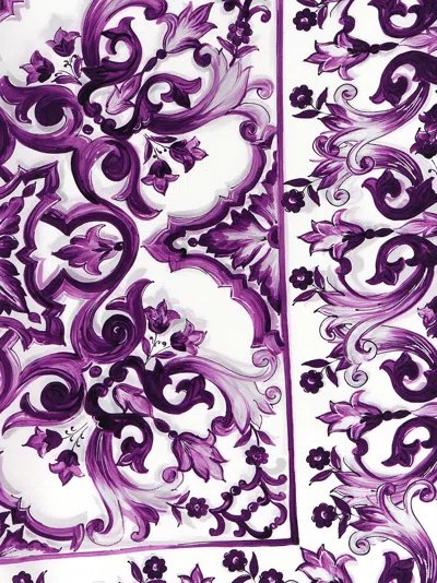 Dolce & Gabbana Maiolica Print Scarf In Purple