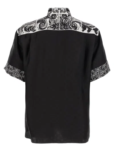 Dolce & Gabbana Majolica-print Hawaii Silk Jacquard Shirt In Black