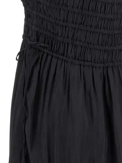 Ganni 'tie Drawstring Smocked Tiered Sleeveless Skirt' In Black