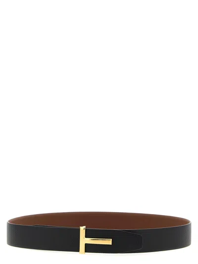 Tom Ford Logo Buckle Reversible Belt Belts Multicolor In Brown