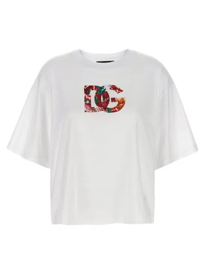 Dolce & Gabbana Short Sleeve Floral Logo T-shirt In Multi