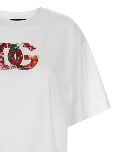 Dolce & Gabbana Short Sleeve Floral Logo T-shirt In Multi