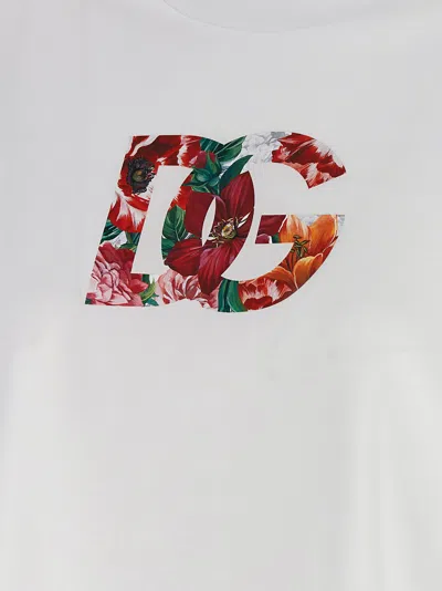 Dolce & Gabbana Short Sleeve Floral Logo T-shirt In Multi