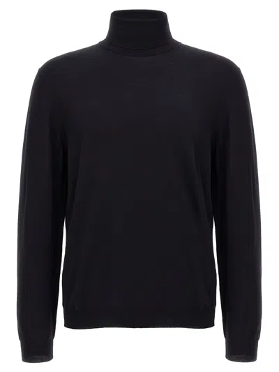Zanone Turtleneck Cuffed-sleeve Sweater In Black